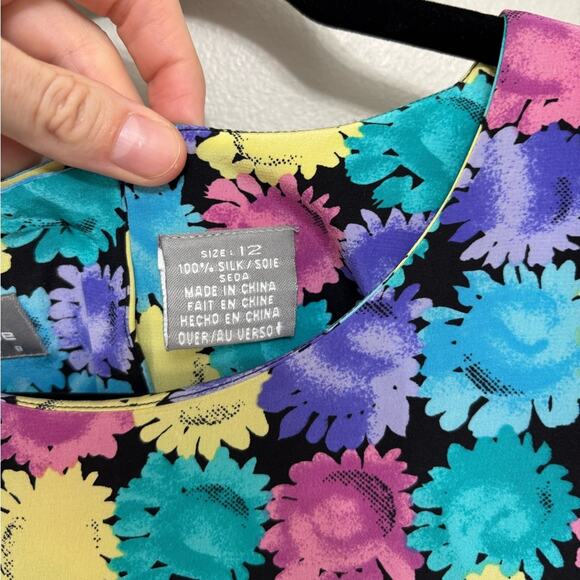 Vintage Liz Claiborne 100% Silk Drop Waist Dress - Size 12 - Picture 8 of 8